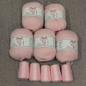 Mence Aurum Cashmere Yarn for hand knitting  Craft Pink, 5 pc set